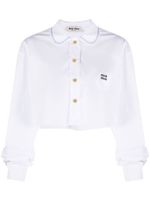 Miu Miu chemise crop à logo brodé - Blanc