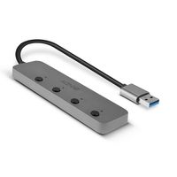 LINDY 4 Port USB 3.0 Hub mit Ein-/Ausschaltern USB 3.0-hub 4 poorten Individueel schakelbaar Grijs - thumbnail