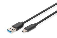 DIGITUS USB 3.2 Gen1 aansluitkabel - 1.0 m - USB A (St) naar USB C (St) - 5 Gbit/s - Aansluitkabel - Blister - Zwart