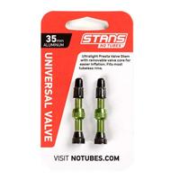 Stans NoTubes Anodised Aluminium 35mm Presta Bike Tubeless Valves Green