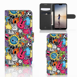 Huawei P20 Lite Wallet Case met Pasjes Punk Rock