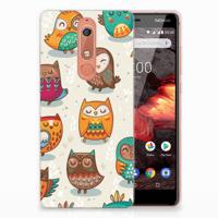 Nokia 5.1 (2018) TPU Hoesje Vrolijke Uilen