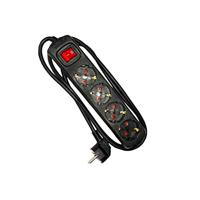 Meerdere Base 4 sockets schuko met Schakelaar 1,5m 3x1,5mm Zwart Kleur