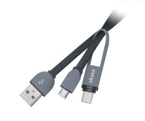 Akasa AK-CBUB35-10BK USB-kabel 1 m USB 2.0 USB A USB C/Micro-USB B Zwart