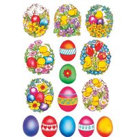 45x Gekleurde paaseieren met bloemen en kuikens stickers   -