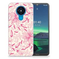 Nokia 1.4 TPU Case Pink Flowers - thumbnail