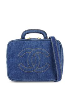 CHANEL Pre-Owned vanity zippé en jean à logo CC (1997) - Bleu