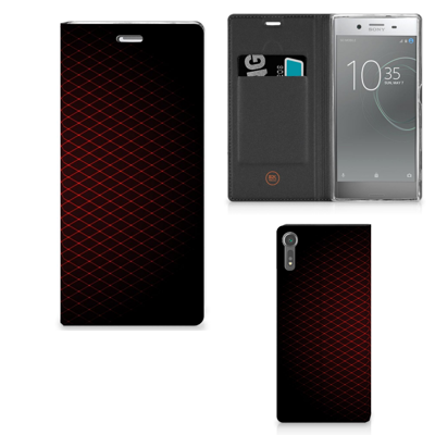 Sony Xperia XZ | XZs Hoesje met Magneet Geruit Rood Sony Xperia XZ | XZs Hoesje met Magneet Geruit Rood