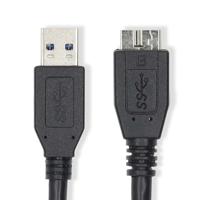 Nedis USB-kabel - USB 3.2 Gen 1 - USB-A stekker - USB Micro-B stekker - 5 Gbps - Vernikkeld - 2,00 m - Rond - PVC - Blauw - Label