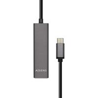 AISENS – A109-0403 – HUB USB 3.1 USB-C stekker op 4 TIPO A bus, grijs, 15 cm