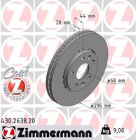 Remschijf COAT Z ZIMMERMANN, Remschijftype: Buiten geventileerd: , u.a. für Renault, Vauxhall, Opel, Fiat, Nissan