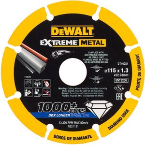 DeWalt Accessoires EXTREME METAL doorslijpschijf metaal 115x22.23x1.3mm - DT40251-QZ