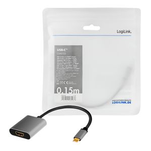 LogiLink CUA0103 tussenstuk voor kabels USB 3.2 Gen1 Type-C HDMI-A Zwart, Grijs