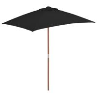 vidaXL Parasol met houten paal 150x200 cm zwart