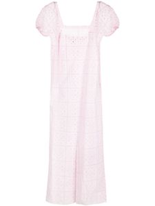 GANNI robe mi-longue à broderie anglaise - Rose