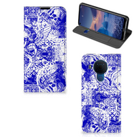 Mobiel BookCase Nokia 5.4 Angel Skull Blauw