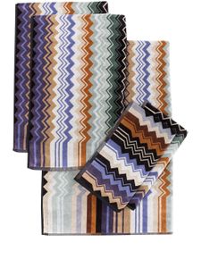 Missoni Home lot de cinq serviettes Giacomo - Bleu