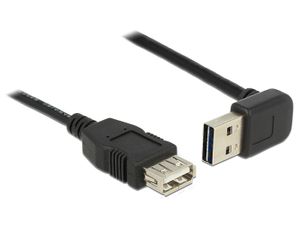 Delock 83547 Verlengkabel EASY-USB 2.0 Type-A male haaks up/down > USB 2.0 Type-A female zwart 1 m