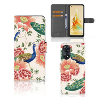 Telefoonhoesje met Pasjes voor OPPO Reno8 T 4G Pink Peacock