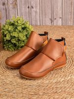 Women Casual Comfy Daily Adjustable Soft Leather Booties