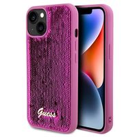 iPhone 15 Guess Sequin Script Logo Cover - Magenta