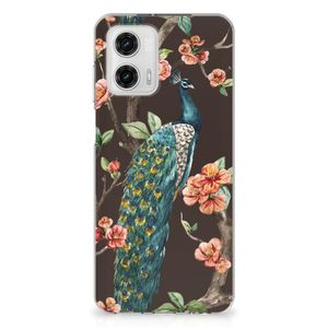 Motorola Moto G73 TPU Hoesje Pauw met Bloemen