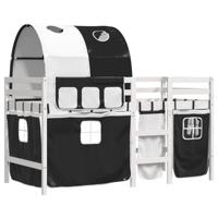 vidaXL Kinderhoogslaper met tunnel 90x190 cm grenenhout wit en zwart, kinderbed, peuter bed, halfhoogslaper, peuterbed, junior bed, bedhuisje