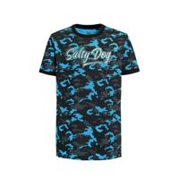 WE Fashion Salty Dog T-shirt met camouflageprint blauw/zwart/antraciet