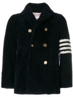 Thom Browne Unconstructed Classic Shearling Peacoat - Bleu