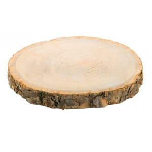 Kaarsenplateau boomschijf met schors - hout - D24 x H2 cm - rond