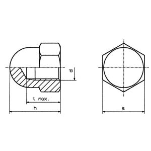 TOOLCRAFT M6 D1587-STAHL:A2K 194789 Zeskant dopmoeren M6 DIN 1587 Staal Verzinkt 10 stuk(s)