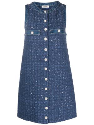 SANDRO Tweed jurk - Blauw