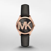 Horlogeband Michael Kors MK2860 Leder Zwart 16mm - thumbnail