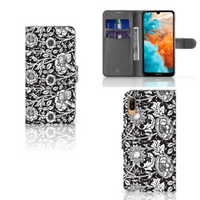 Huawei Y6 (2019) Hoesje Black Flowers - thumbnail