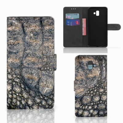 Samsung Galaxy J6 Plus (2018) Telefoonhoesje met Pasjes Krokodillenprint Samsung Galaxy J6 Plus (2018) Telefoonhoesje met Pasjes Krokodillenprint