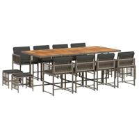 vidaXL 13-delige Tuinset met kussens poly rattan grijs, loungeset, tuinbank, loungeset tuin, tuintafel, loungebank, loungebank tuin, loungeset buiten