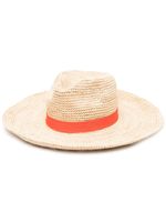 Paul Smith chapeau en paille tressée à ruban contrastant - Tons neutres - thumbnail