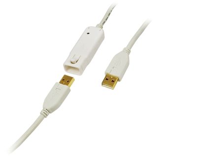 LogiLink USB-kabel USB 2.0 USB-A stekker, USB-A bus 12.00 m Wit Vergulde steekcontacten, UL gecertificeerd UA0092