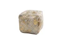 Poef Lavish Pouf 210 | Leer | ivoor, goud | 45 x 45 cm
