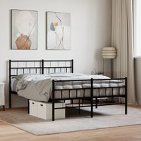 Bedframe met hoofd- en voeteneinde metaal zwart 135x190 cm