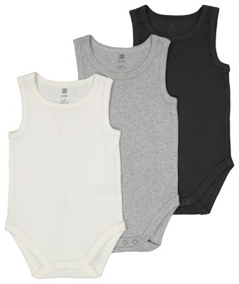HEMA Rompers Organic Katoen Stretch Rib - 3 Stuks Grijsmelange (grijsmelange) HEMA Rompers Organic Katoen Stretch Rib - 3 Stuks Grijsmelange (grijsmelange)
