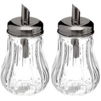 4x stuks suikerpot/suikerstrooier glas met RVS tuit 180ml