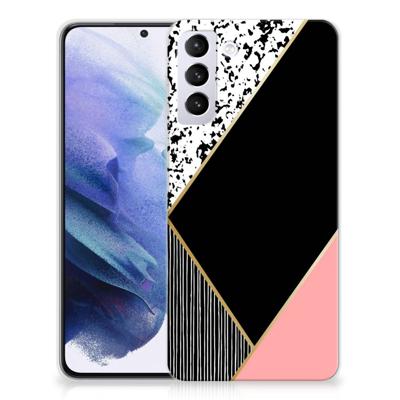 Samsung Galaxy S21 Plus TPU Hoesje Zwart Roze Vormen Samsung Galaxy S21 Plus TPU Hoesje Zwart Roze Vormen
