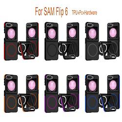 telefoon hoesje Voor Samsung Galaxy Z-flip 6 Z Flip 5 Achterkant Ondersteuning draadloos opladen Niet-vergelend Schokbestendig Retro TPU Lightinthebox