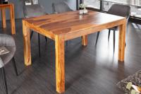 Massief houten eettafel PURE 135cm natuursteenafwerking Sheeshamhout unieke korrel - 43752 - thumbnail