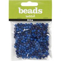 Creotime houten kralen blauw 0,5 cm 150 stuks
