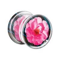 Double Flared Plug met bloemendesign Acryl Tunnels & Plugs