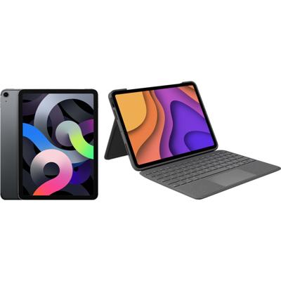 Apple iPad Air (2020) 10.9 inch 256 GB Wifi + 4G Space Gray + Logitech Toetsenbord Hoes Apple iPad Air (2020) 10.9 inch 256 GB Wifi + 4G Space Gray + Logitech Toetsenbord Hoes