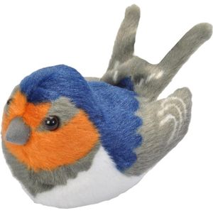 Pluche vogels boerenzwaluw met geluid 13 cm   -