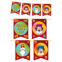 Set van 5x stuks Sinterklaas Welkom Sint en Piet slinger/vlaggenlijn 6 meter